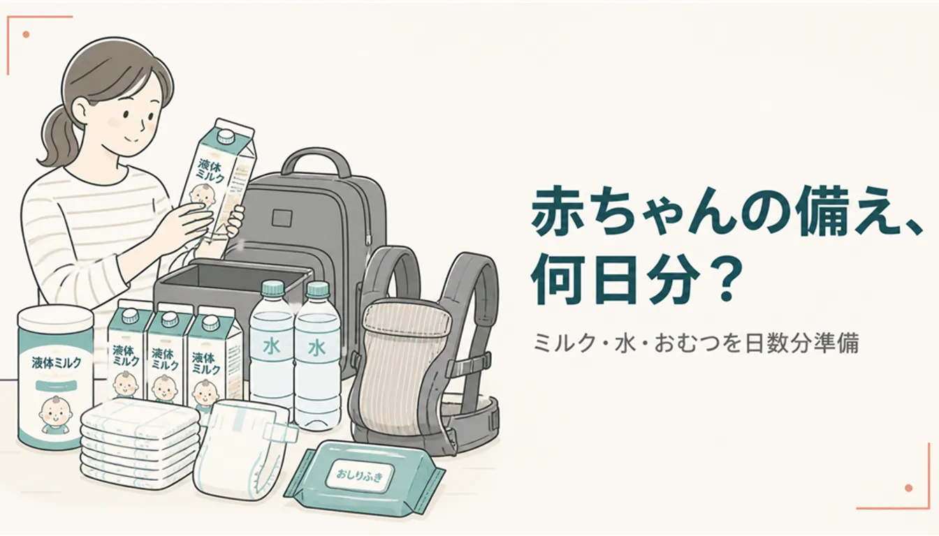 液体ミルクやおむつをまとめた赤ちゃん用の防災備蓄