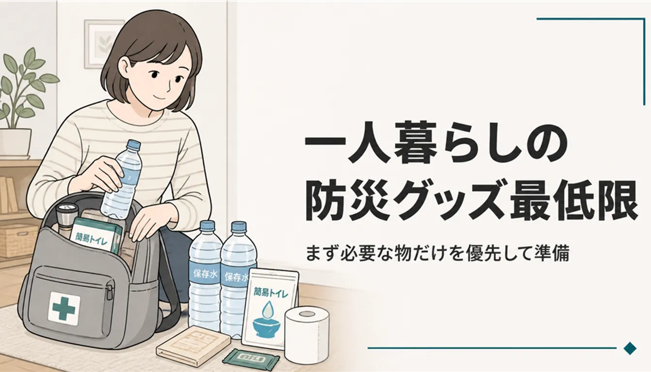 一人暮らし向けにまとめた最低限の防災グッズ一式