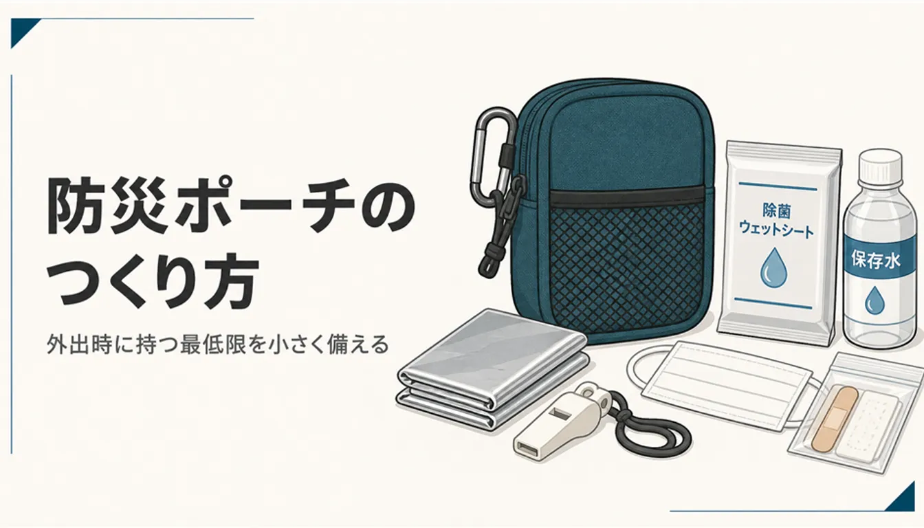 防災ポーチと中に入れる基本の持ち歩きアイテム
