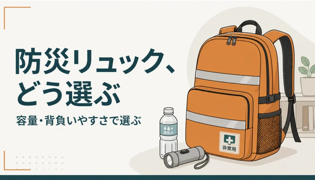 反射材のついたオレンジ色の防災リュック