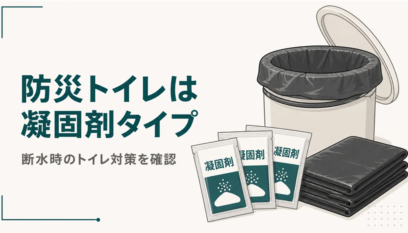 凝固剤と汚物袋がそろった家庭用の防災トイレ一式