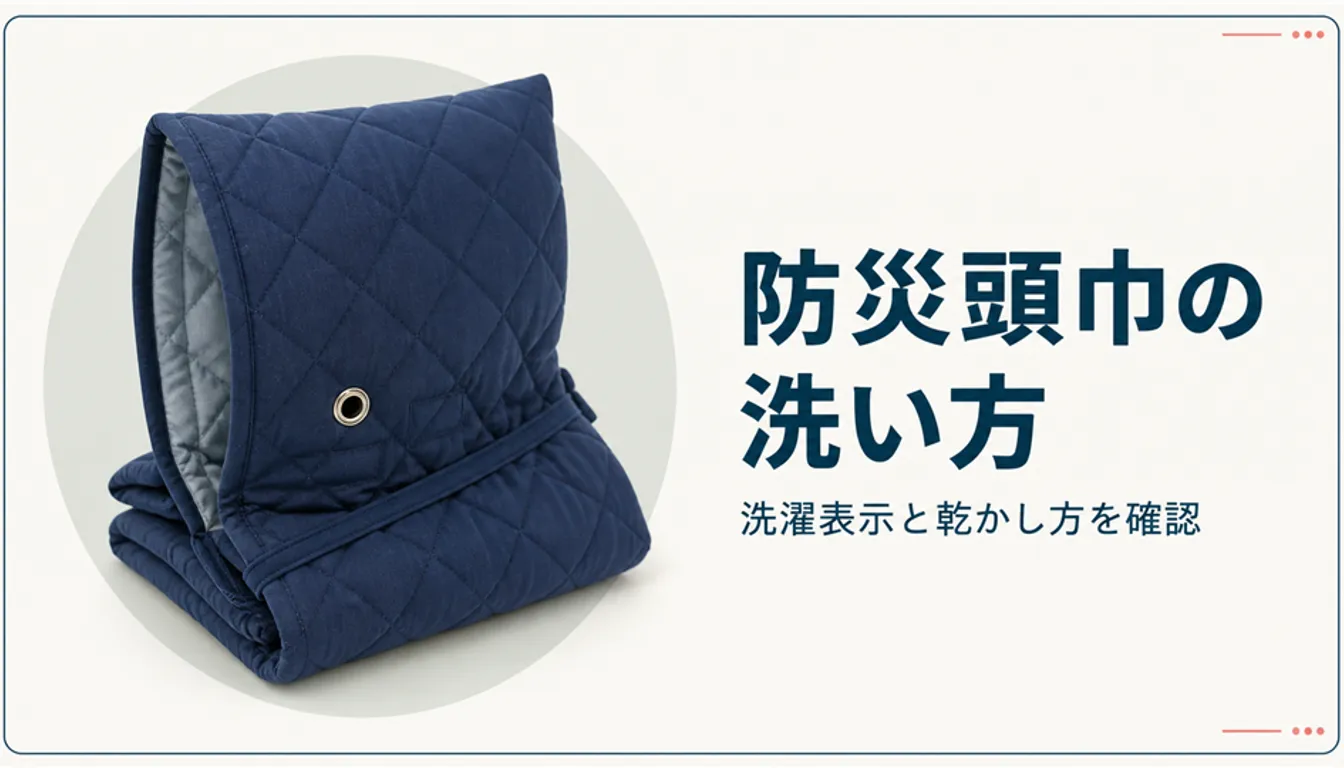 きれいにたたまれた紺色のキルティング防災頭巾