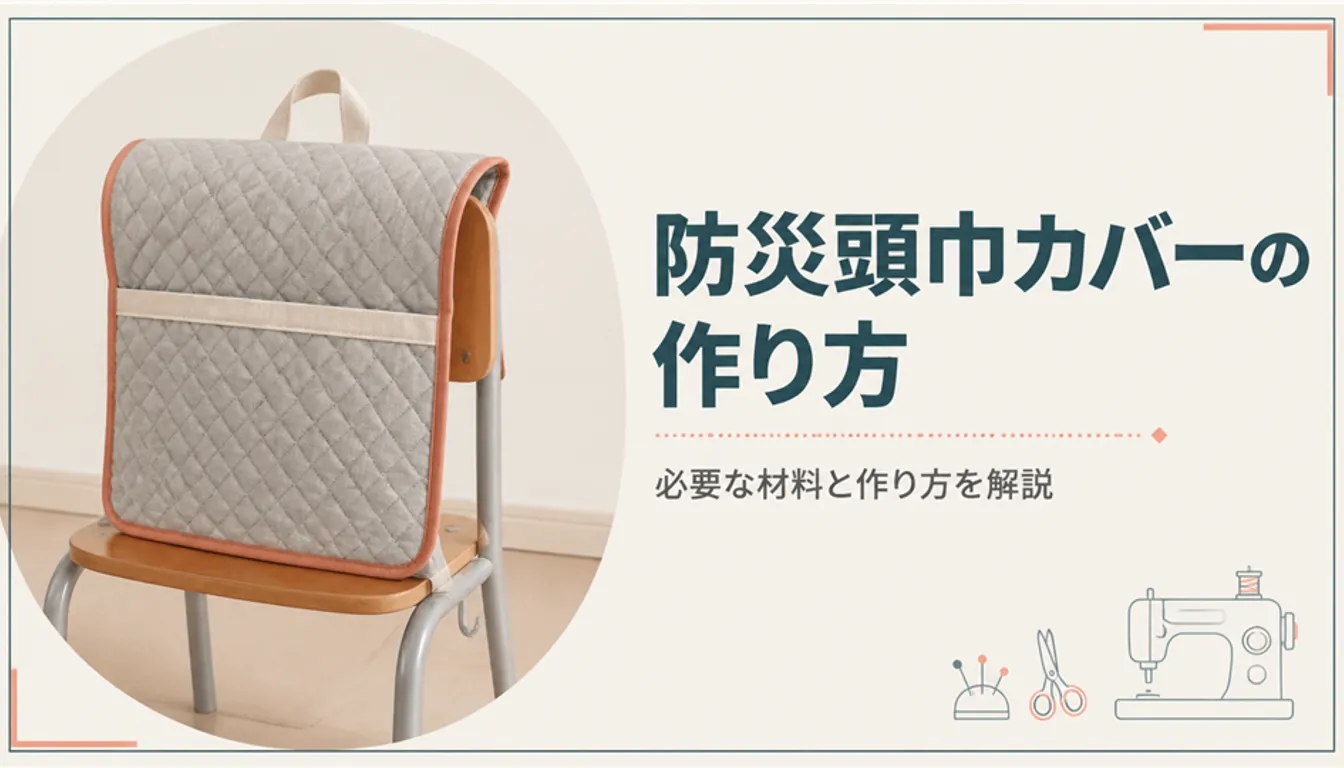 椅子の背もたれに掛けた手作りの防災頭巾カバー