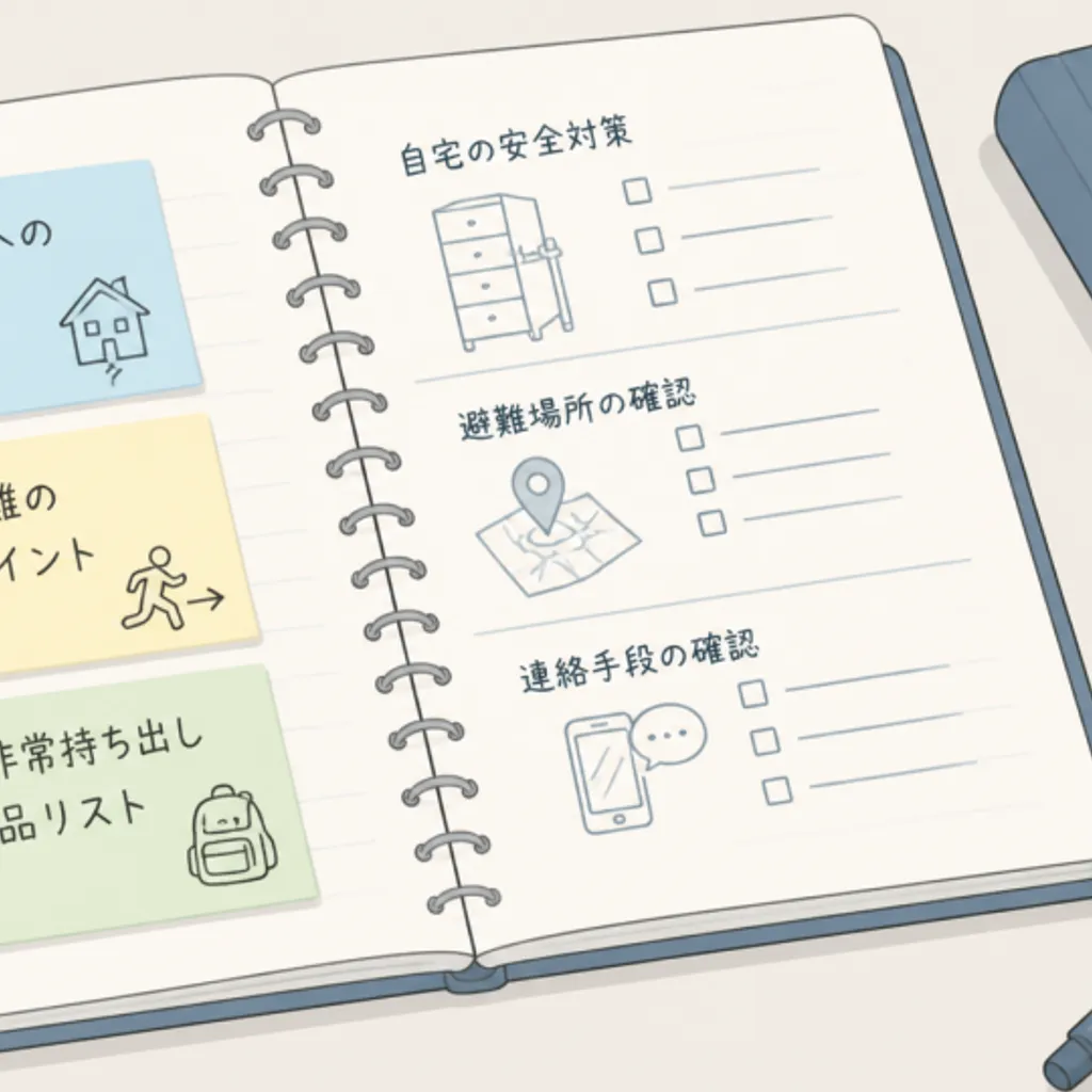 付箋で要点に印をつけた学習ノート