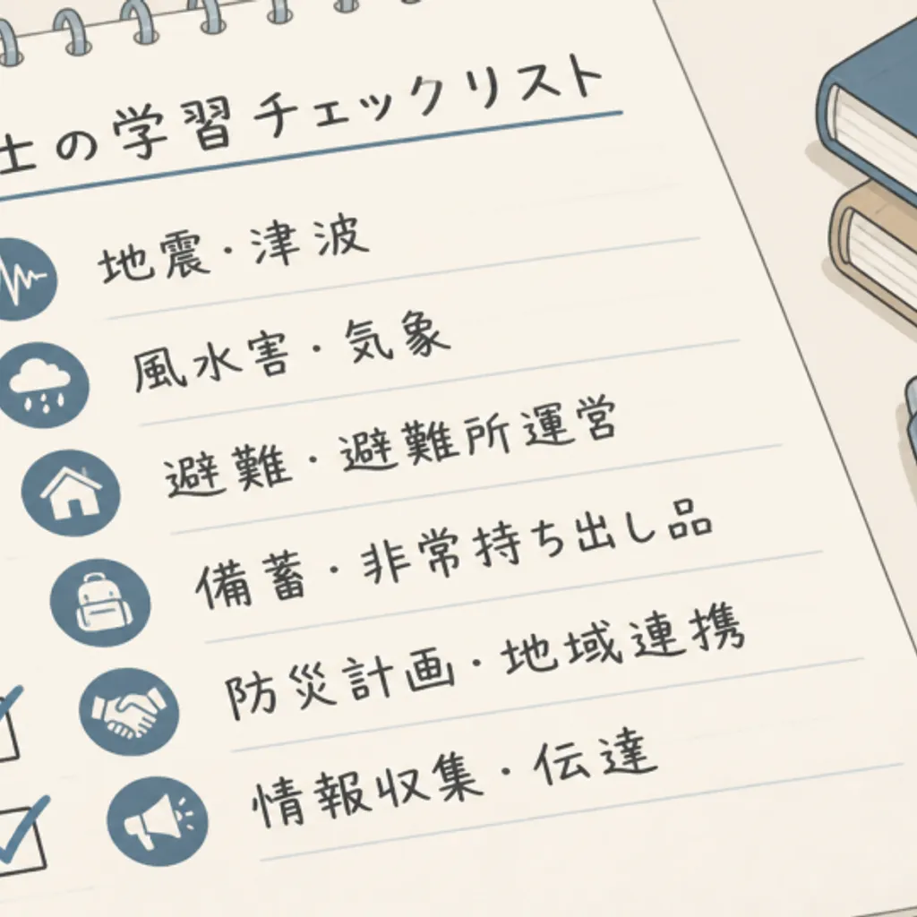 分野ごとに印をつけた手書きの学習チェック表