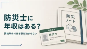 防災士の認証カードと備えのノート