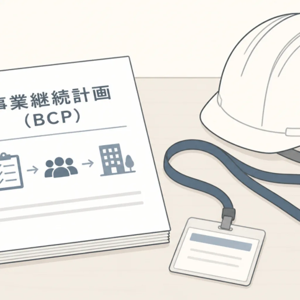 BCP資料と防災担当者用のヘルメット