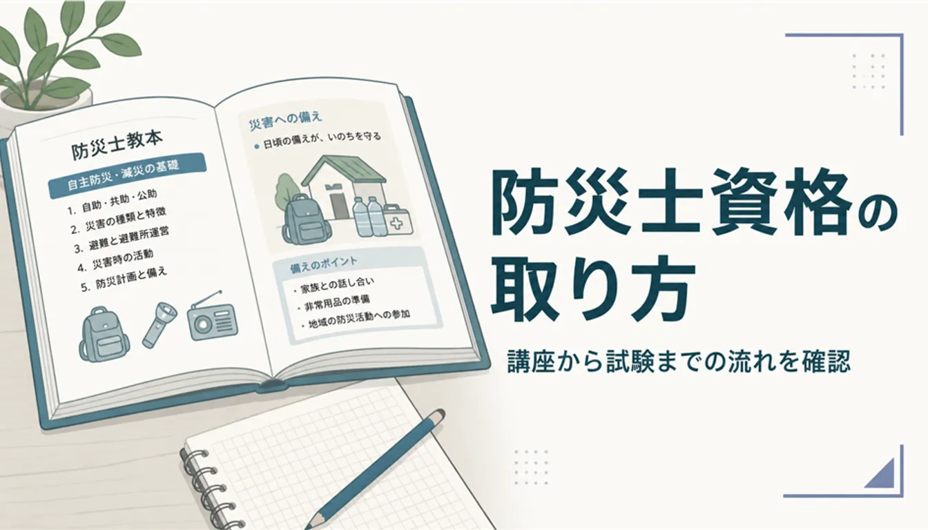 防災の教本とノートを開いて学ぶ様子