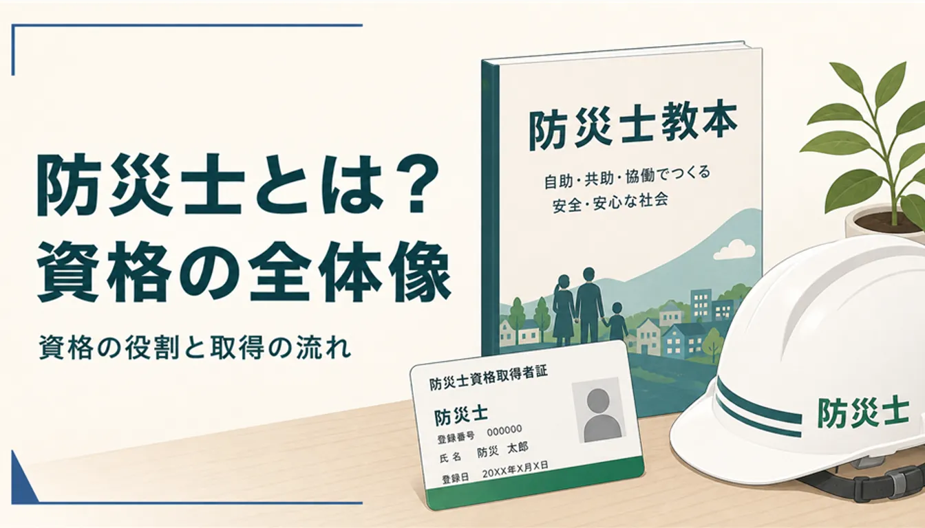 防災士の教本と認証カード、ヘルメット