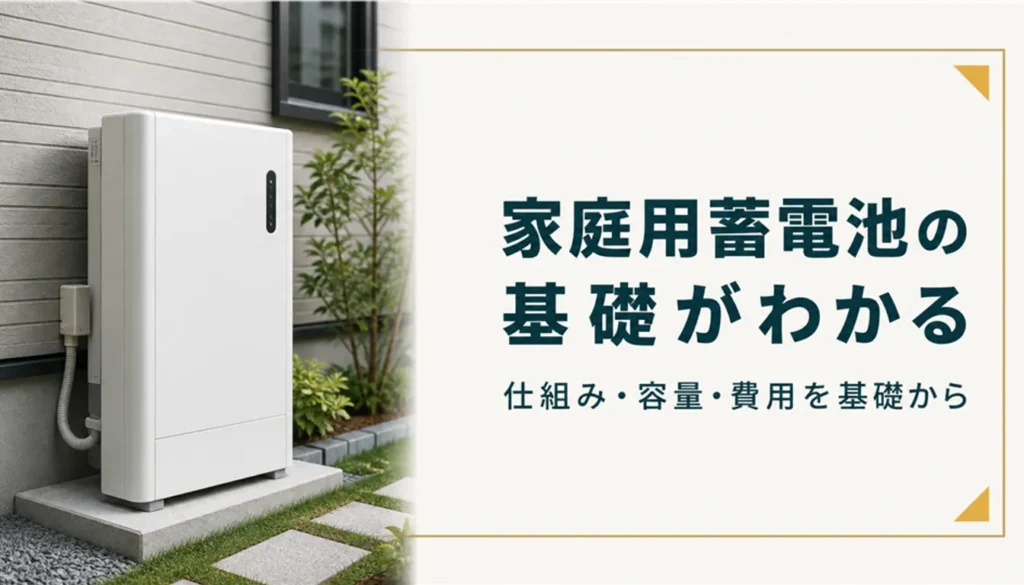 住宅の外壁横に設置された白い家庭用蓄電池