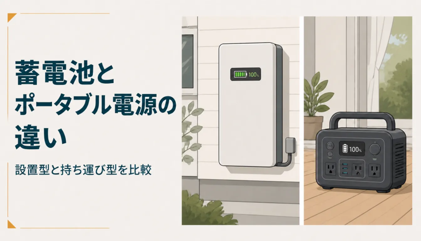 ポータブル電源と家庭用蓄電池を並べて比べたイメージ