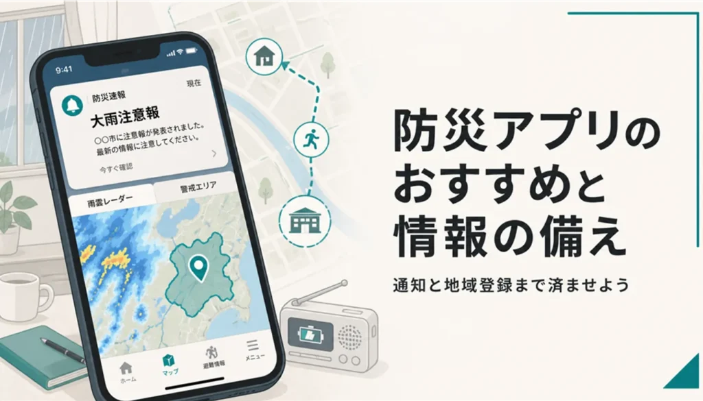 防災アプリの警報通知が表示されたスマートフォンの画面