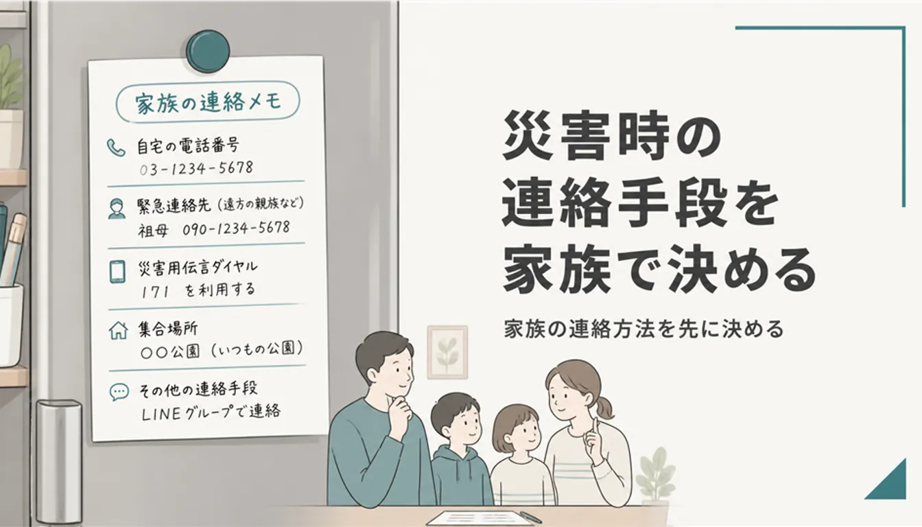 冷蔵庫に貼られた家族の緊急連絡先メモ