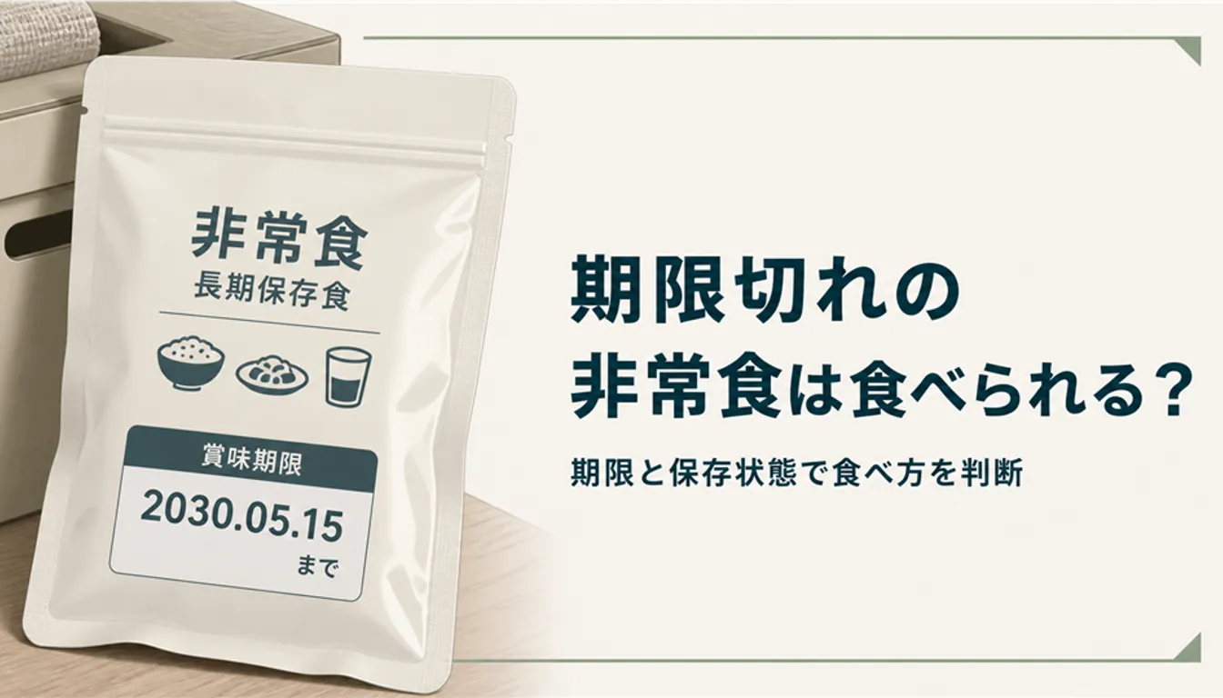 賞味期限が印字された長期保存の非常食パウチ