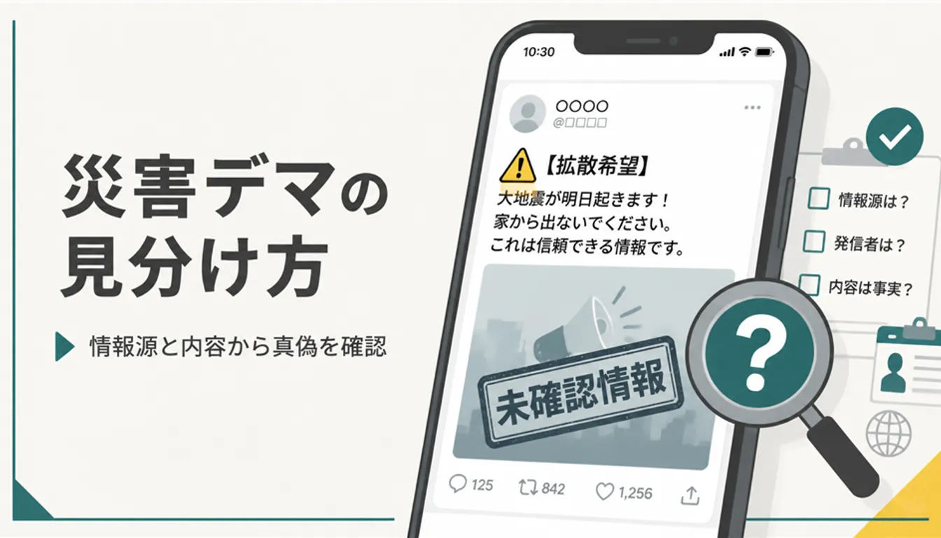 真偽不明の災害情報が表示されたスマートフォンの画面