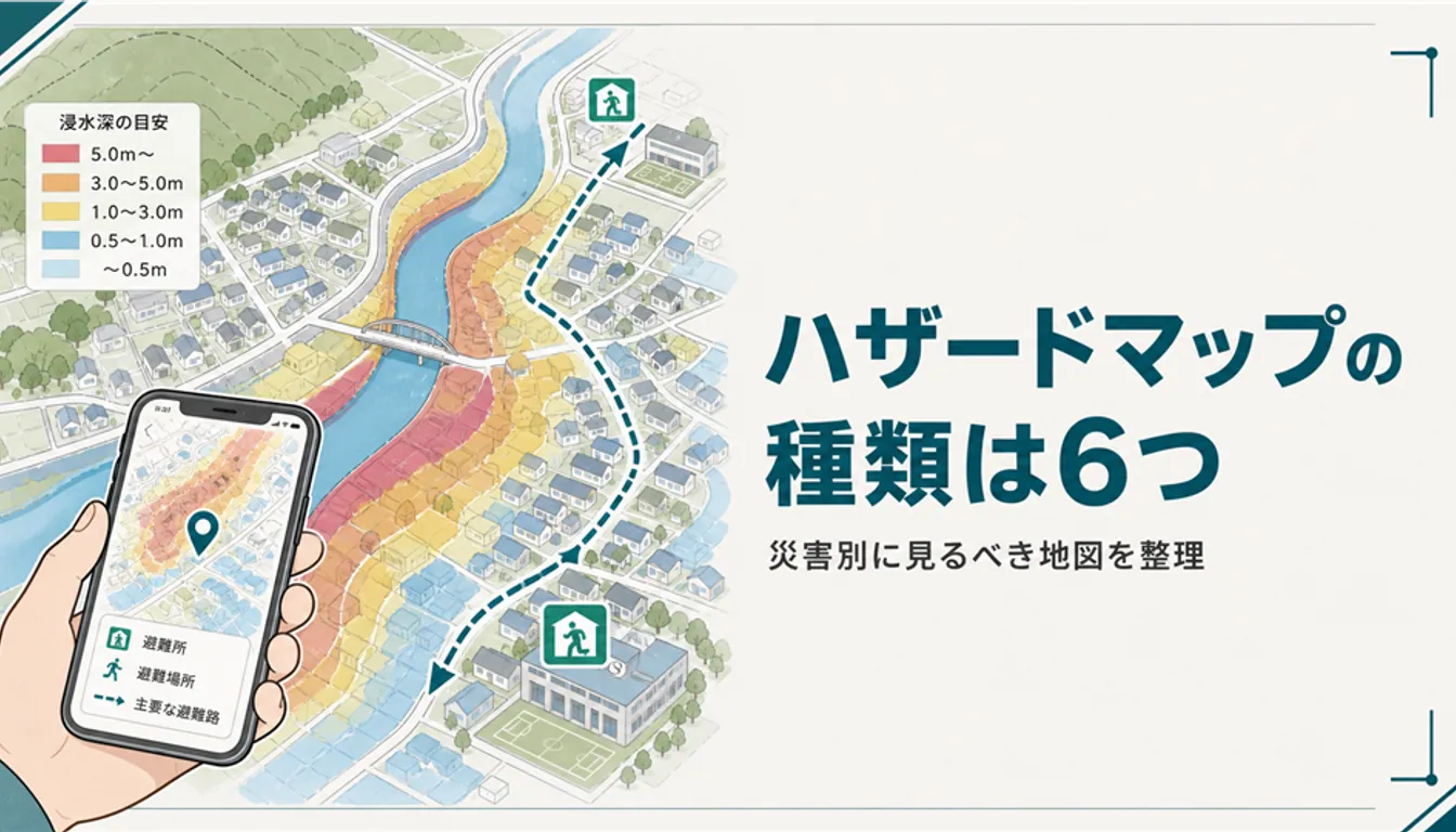 浸水想定が色分けされたハザードマップの紙面