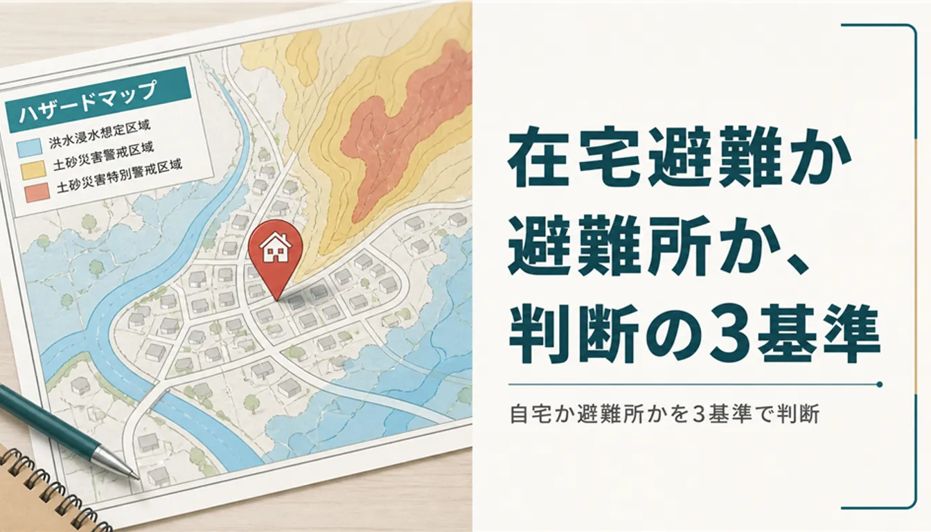 自宅の位置に印をつけたハザードマップ