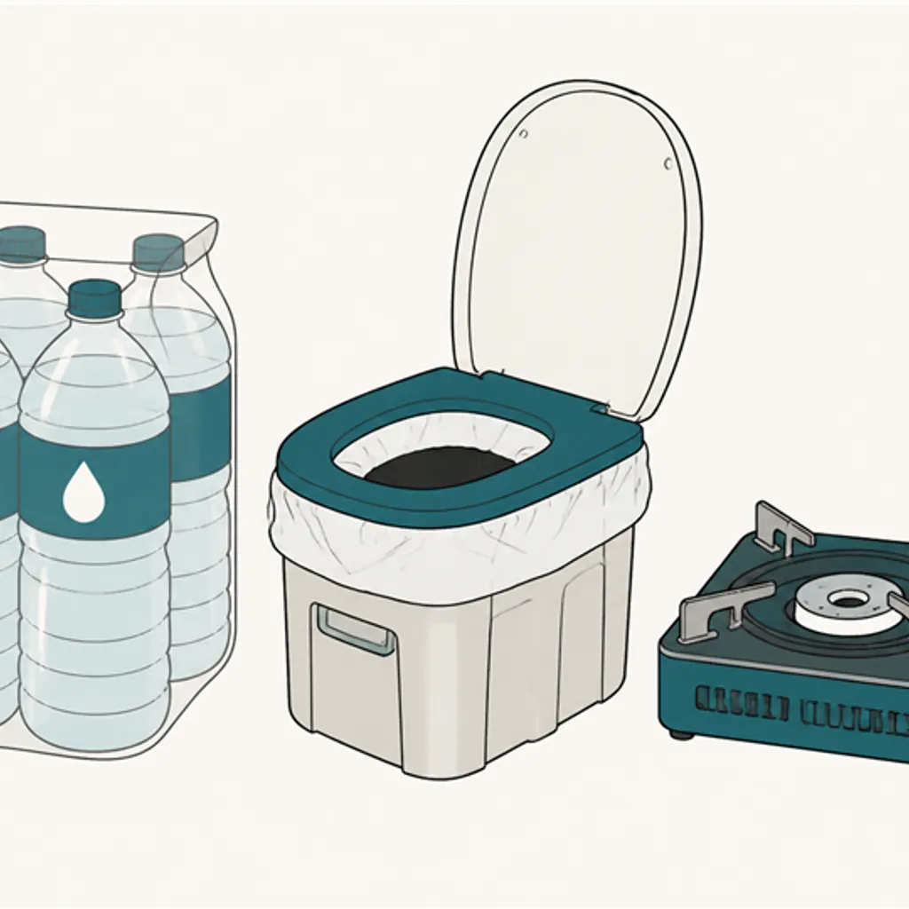 在宅避難に備えた水と携帯トイレなどの備蓄