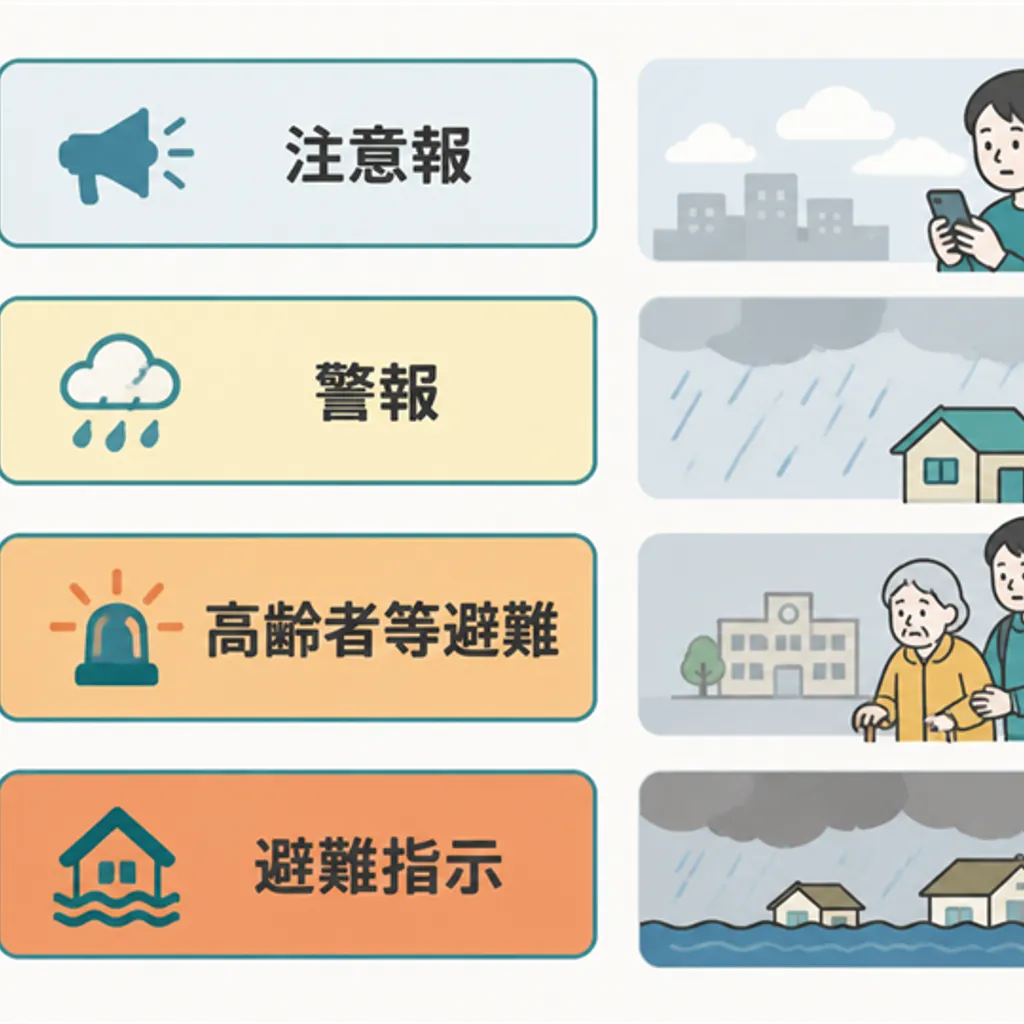 注意報から特別警報までの段階を示した図