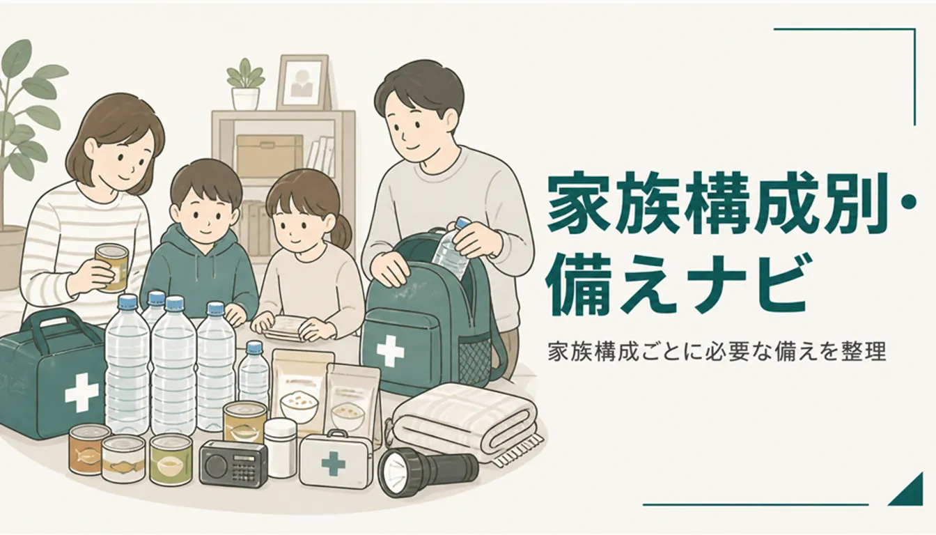 家庭用に整えた水や懐中電灯などの備蓄品