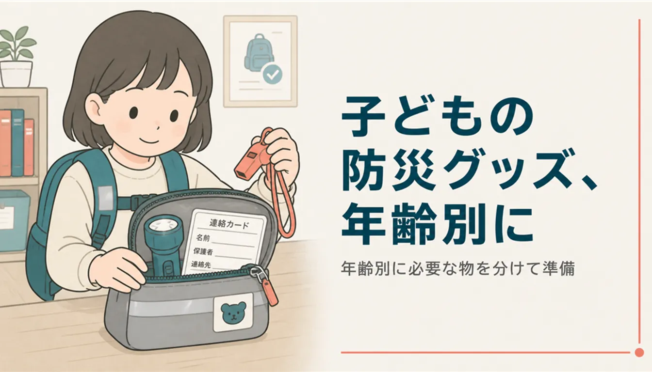 笛とライトが入った子ども用の小さな防災ポーチ