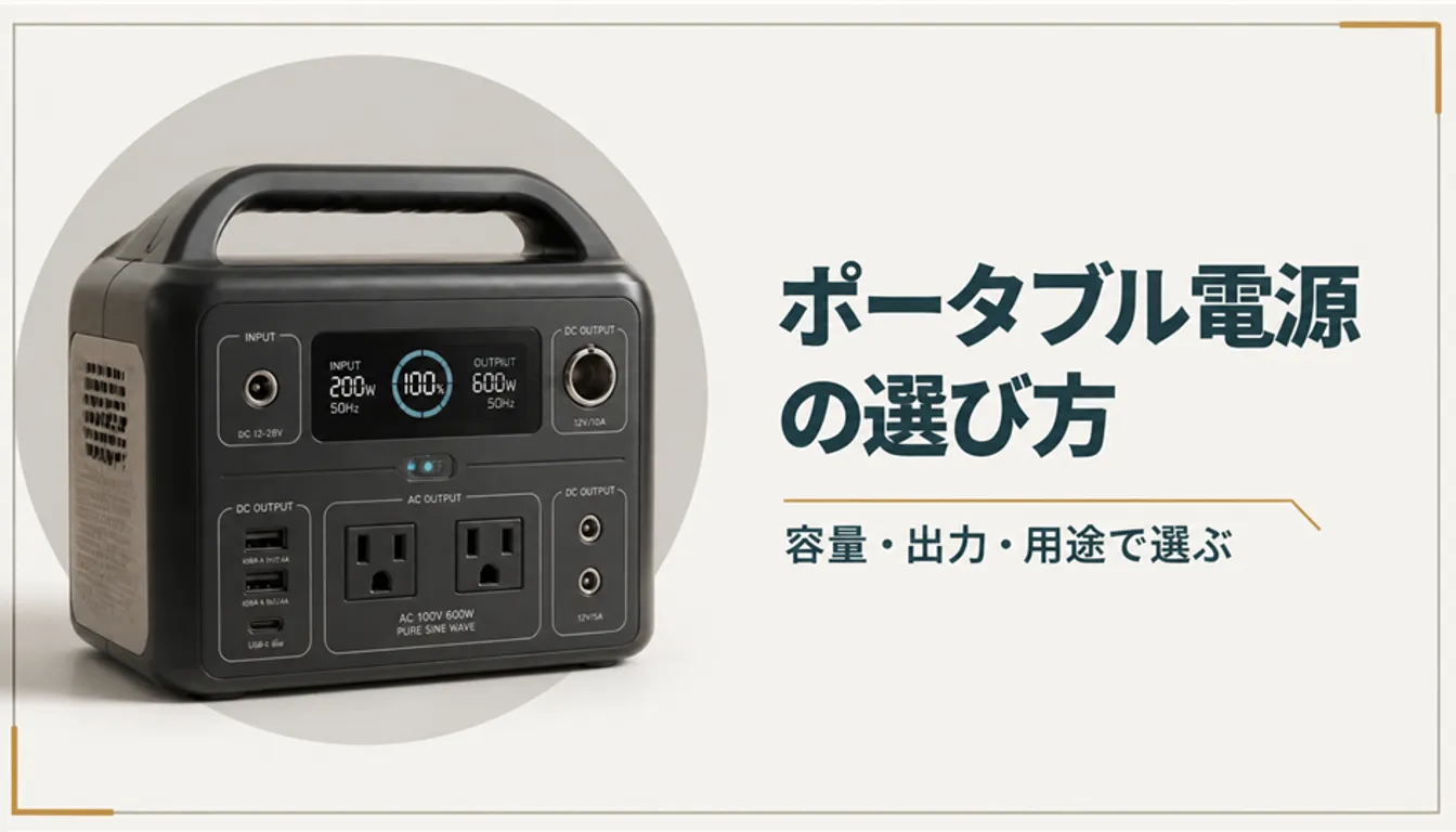 液晶画面と複数の出力ポートがついたポータブル電源