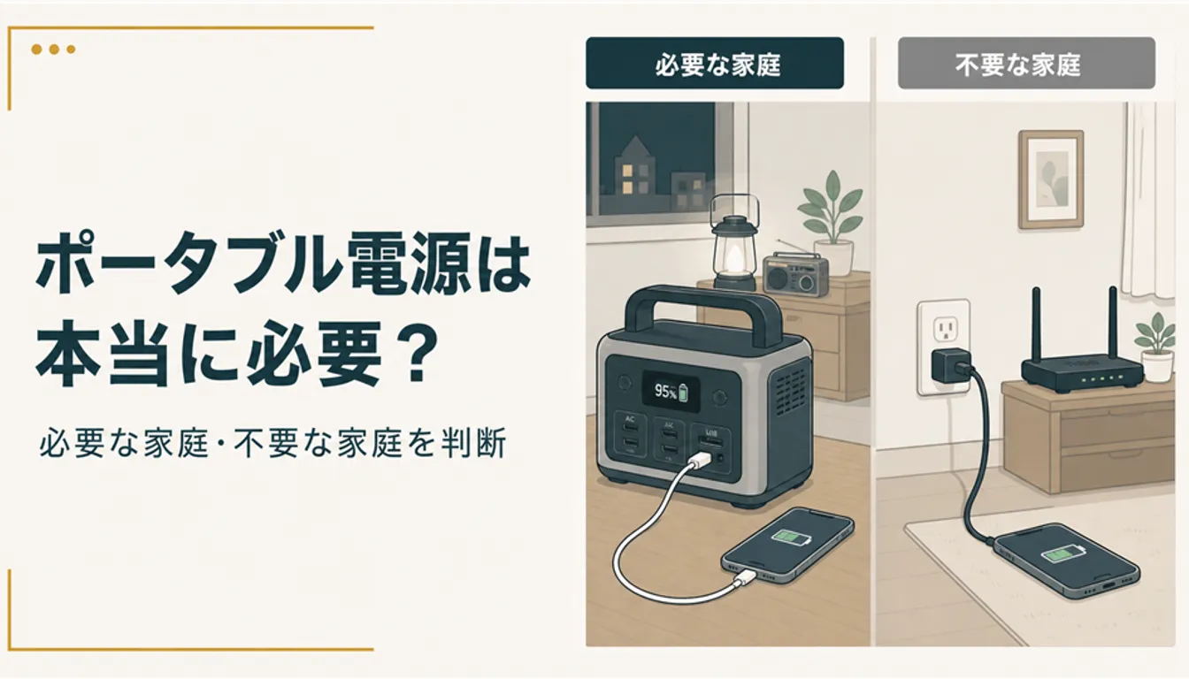 スマホを充電中の小型ポータブル電源