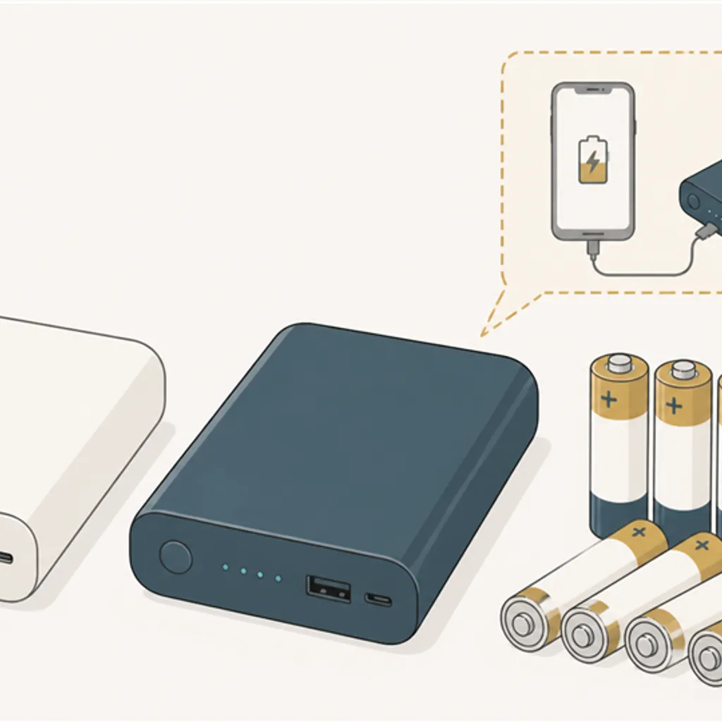 モバイルバッテリーと単3乾電池の備え