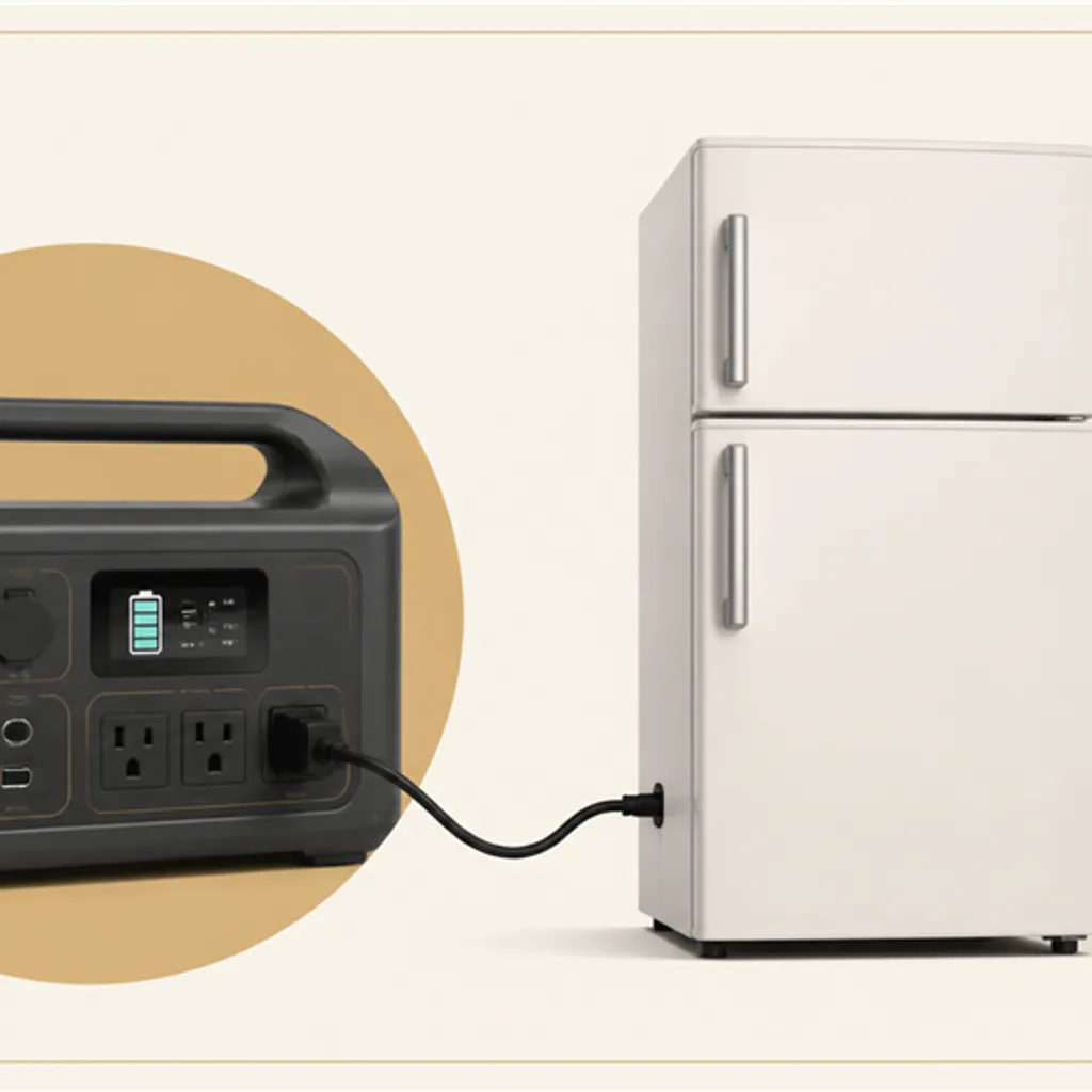 冷蔵庫につないだポータブル電源