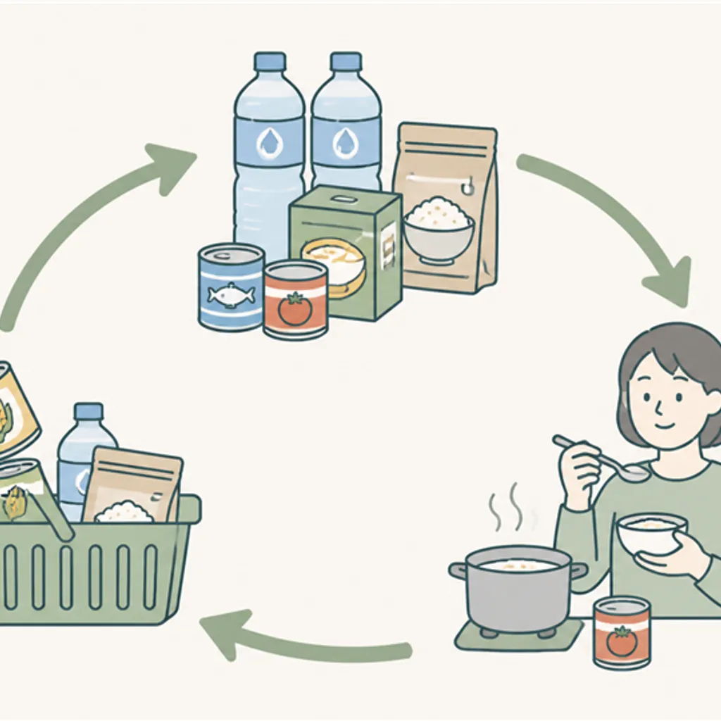 買う・食べる・買い足すの循環を示した図