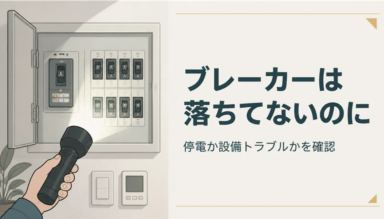 懐中電灯で照らした住宅の分電盤