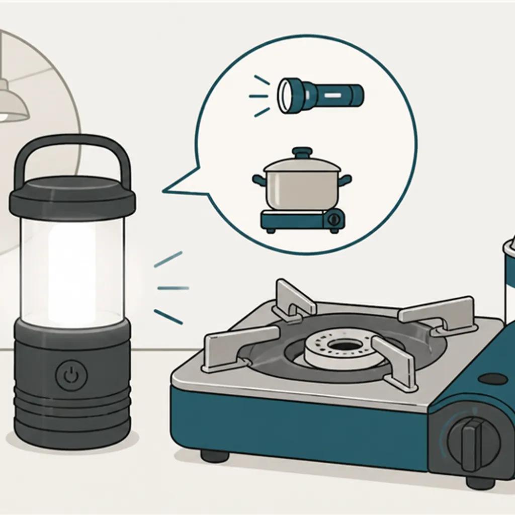 停電に備えるLEDランタンとカセットコンロ