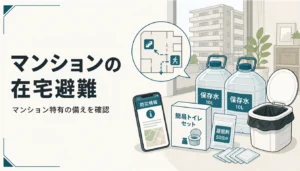 マンションの在宅避難に備えた給水袋と携帯トイレ