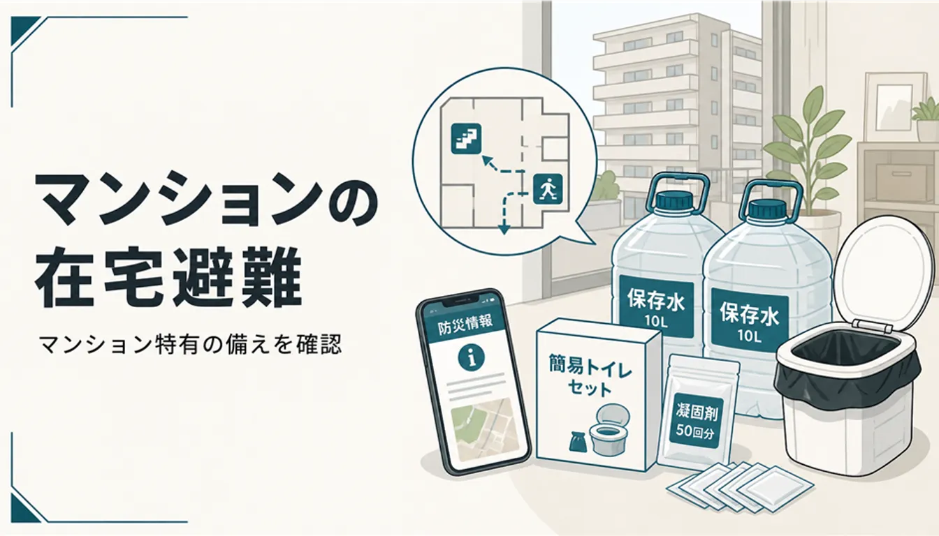 マンションの在宅避難に備えた給水袋と携帯トイレ
