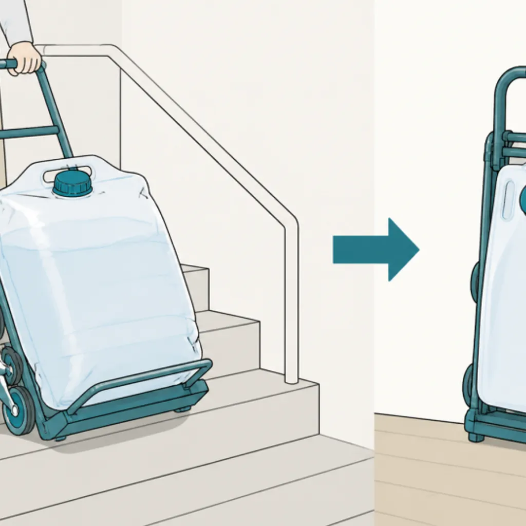 給水袋とキャリーカートで水を運ぶ備え